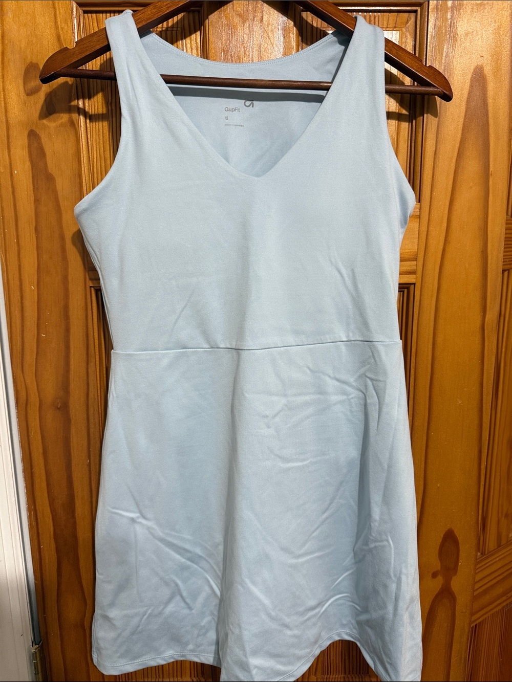 GAP Soft Pale Blue Sleeveless V-Neck Fit & Flare Dress